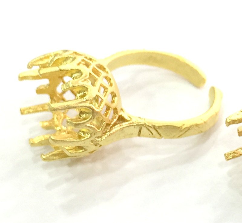 Adjustable Ring Blank, (12mm blank ) Gold Plated Brass G5114