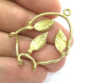 Raw Brass Leaf Charms 41x37 mm G5118