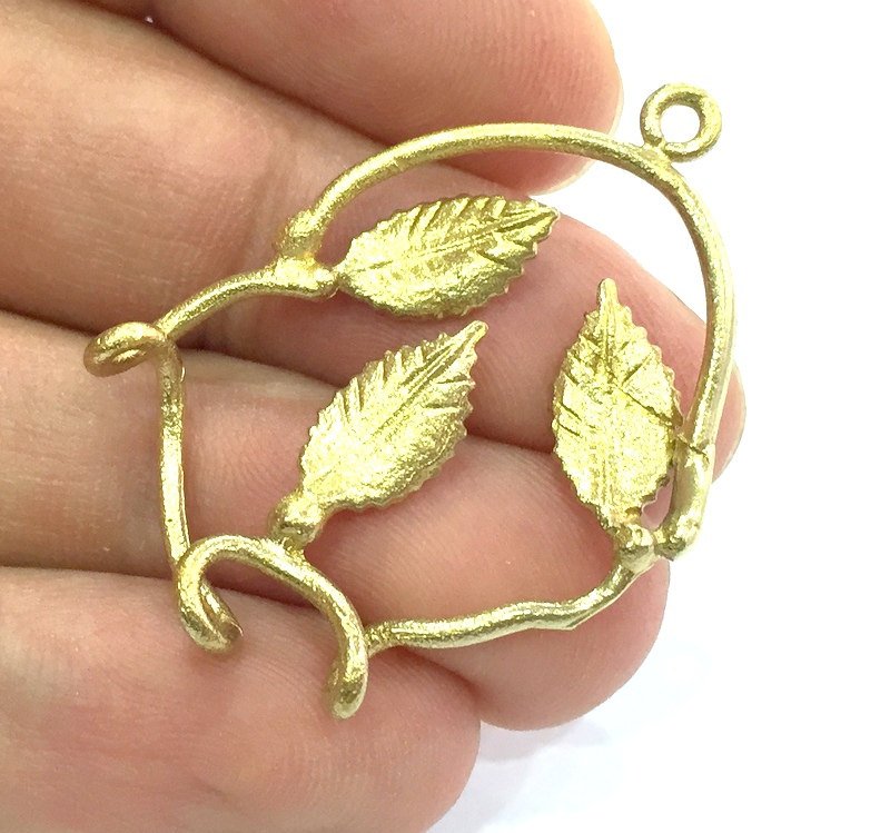 Raw Brass Leaf Charms 41x37 mm G5118