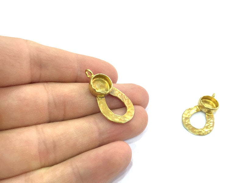 2 Pcs Raw Brass Mountings (10mm blank)   Cabochon Blanks  G5120