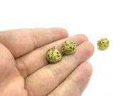 2 Raw Brass Ball Charms 14 mm G5131