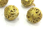 2 Raw Brass Ball Charms 14 mm G5131