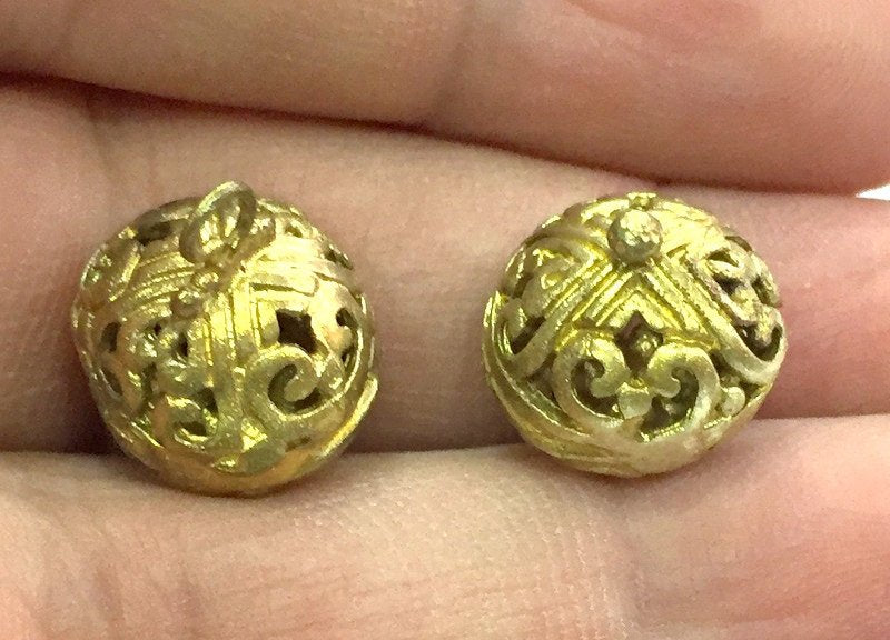 2 Raw Brass Ball Charms 14 mm G5131