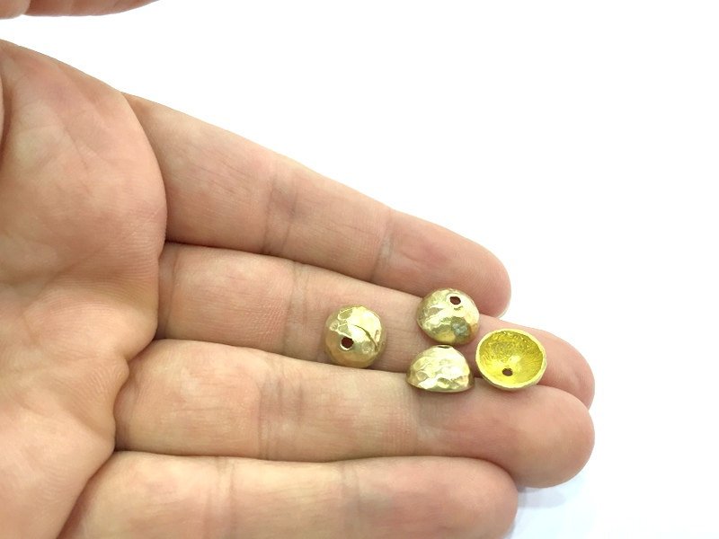 4 Pcs Raw Brass Caps Findings 10mm G5134