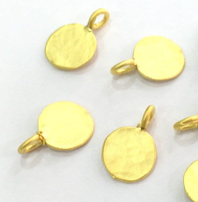 10 Gold Charms Gold Plated Brass Charm  (10mm)   G5094