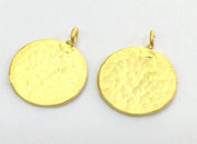 2 Gold Plated Hammared Charm Stamp Tag (20mm)   G13681