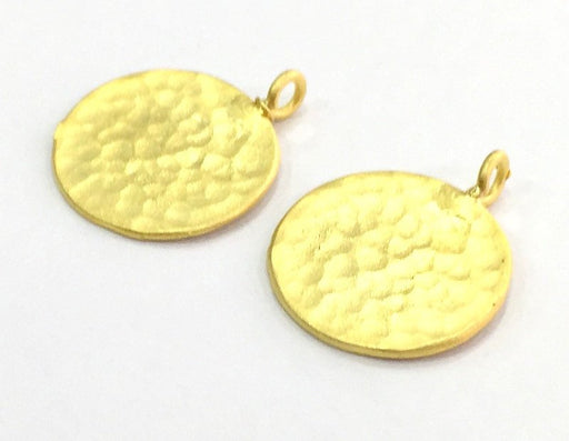 2 Gold Plated Hammared Charm Stamp Tag (20mm)   G13681
