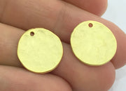 4 Gold Charm Coin Gold Plated Brass Charm 4 Pcs (16mm)     G13367