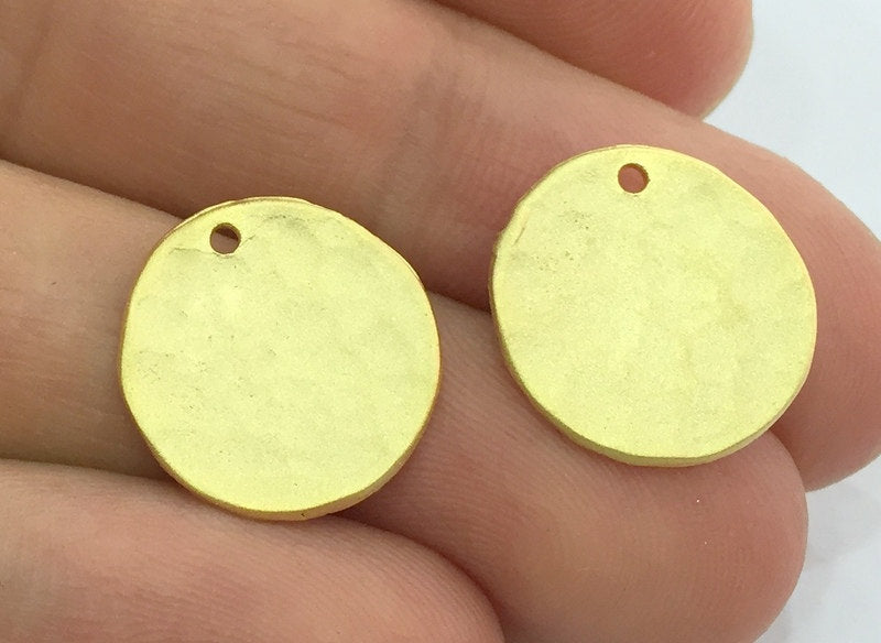 4 Gold Charm Coin Gold Plated Brass Charm 4 Pcs (16mm)     G13367