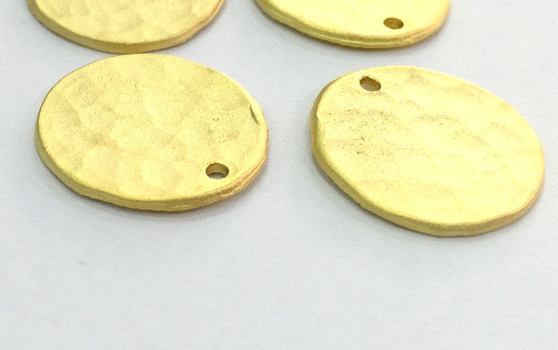 4 Gold Charm Coin Gold Plated Brass Charm 4 Pcs (16mm)     G13367