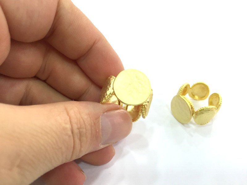 Adjustable Ring Blank, (15mm blank ) Gold Plated Brass G5102