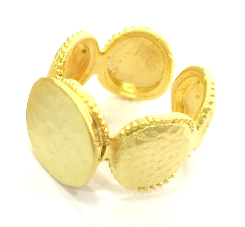 Adjustable Ring Blank, (15mm blank ) Gold Plated Brass G5102