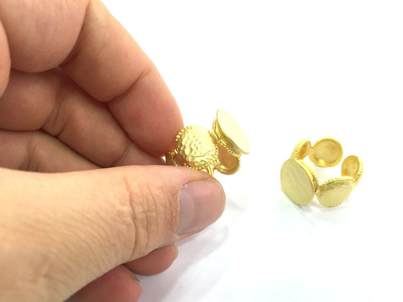 Adjustable Ring Blank, (15mm blank ) Gold Plated Brass G5102