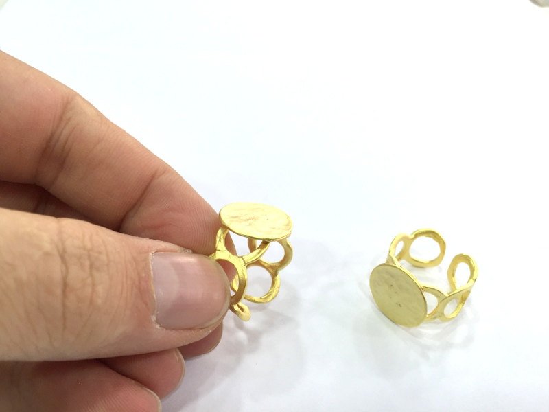 Adjustable Ring Blank, (15mm blank ) Gold Plated Brass G5103