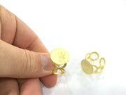Adjustable Ring Blank, (15mm blank ) Gold Plated Brass G5103