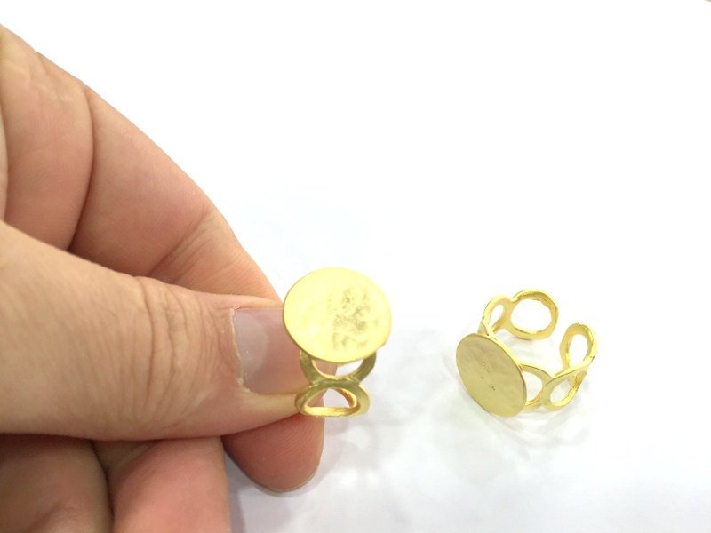 Adjustable Ring Blank, (15mm blank ) Gold Plated Brass G5103