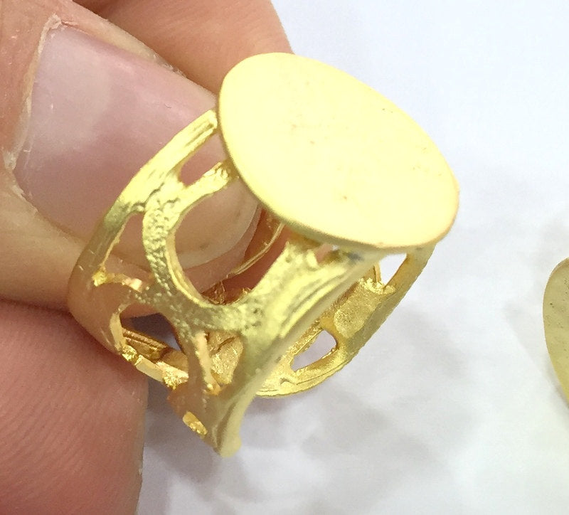 Adjustable Ring Blank, (15mm blank ) Gold Plated Brass G5104