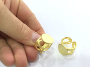 Adjustable Ring Blank, (15mm blank ) Gold Plated Brass G5104
