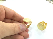 Adjustable Ring Blank, (20mm blank ) Gold Plated Brass G5106