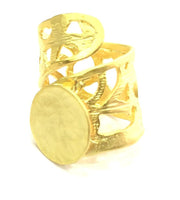 Adjustable Ring Blank, (15mm blank ) Gold Plated Brass G5108