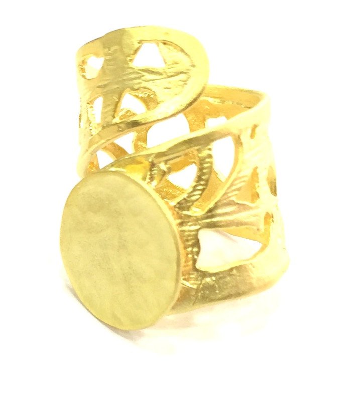 Adjustable Ring Blank, (15mm blank ) Gold Plated Brass G5108