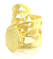 Adjustable Ring Blank, (15mm blank ) Gold Plated Brass G5108