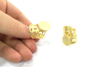 Adjustable Ring Blank, (15mm blank ) Gold Plated Brass G5108