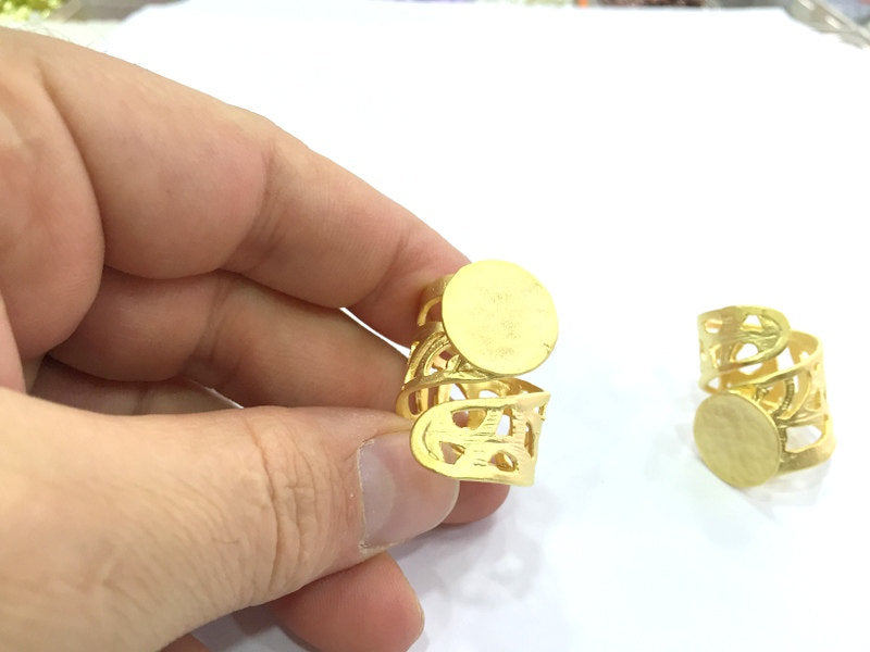 Adjustable Ring Blank, (15mm blank ) Gold Plated Brass G5108