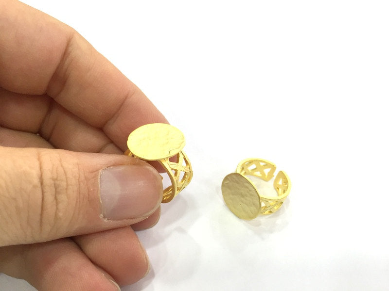 Adjustable Ring Blank, (15mm blank ) Gold Plated Brass G5109