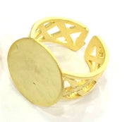 Adjustable Ring Blank, (15mm blank ) Gold Plated Brass G5109