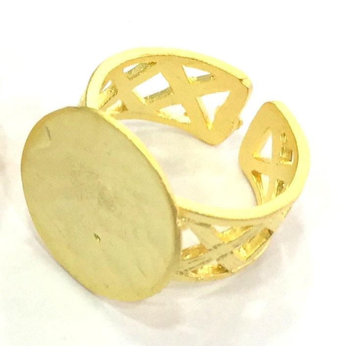 Adjustable Ring Blank, (15mm blank ) Gold Plated Brass G5109