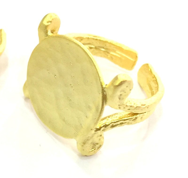 Adjustable Ring Blank, (15mm blank ) Gold Plated Brass G5110