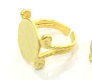Adjustable Ring Blank, (15mm blank ) Gold Plated Brass G5110