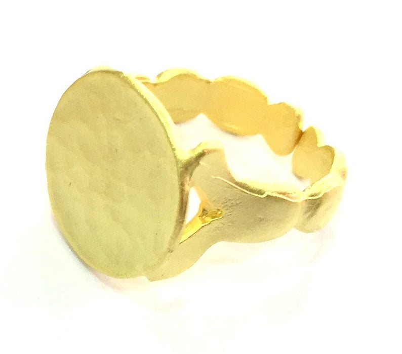 Adjustable Ring Blank, (15mm blank ) Gold Plated Brass G5111