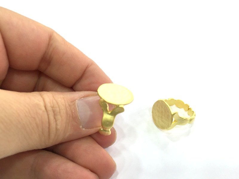 Adjustable Ring Blank, (15mm blank ) Gold Plated Brass G5111