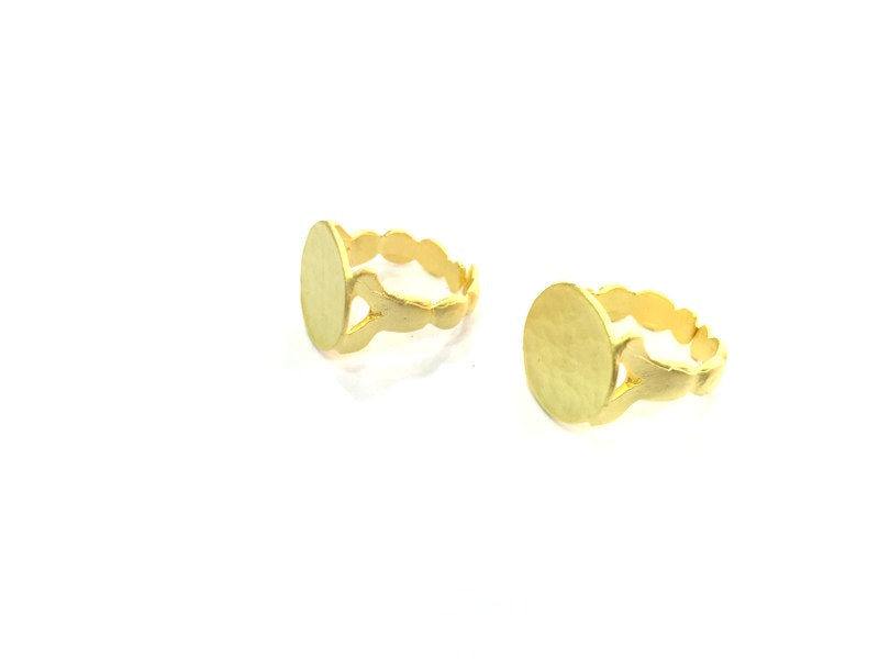 Adjustable Ring Blank, (15mm blank ) Gold Plated Brass G5111