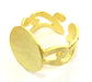 Gold Ring Blank , Adjustable  (15mm blank ) Gold Plated Brass G5112