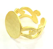 Gold Ring Blank , Adjustable  (15mm blank ) Gold Plated Brass G5112