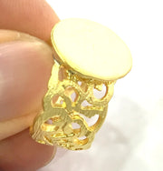 Adjustable Ring Blank, (15mm blank ) Gold Plated Brass G5113