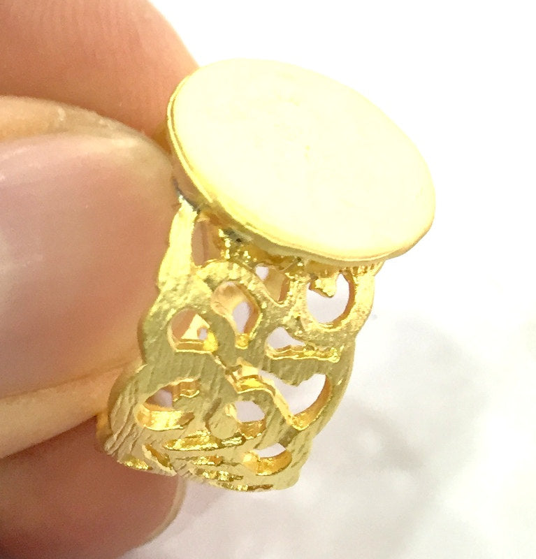 Adjustable Ring Blank, (15mm blank ) Gold Plated Brass G5113