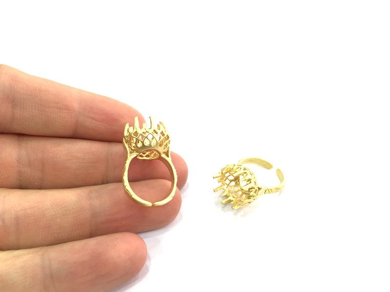 Adjustable Ring Blank, (12mm blank ) Gold Plated Brass G5114