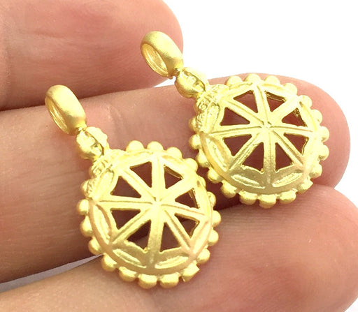 2 Gold Charms Gold Plated Brass Charms 2 Pcs (25x16mm)   G5115