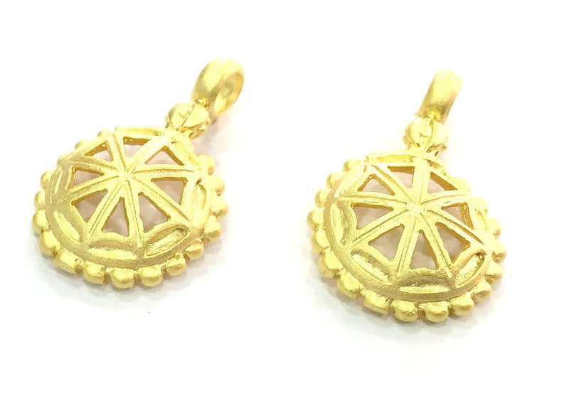 2 Gold Charms Gold Plated Brass Charms 2 Pcs (25x16mm)   G5115