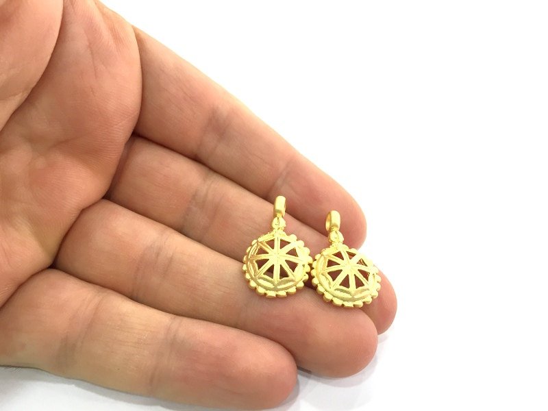 2 Gold Charms Gold Plated Brass Charms 2 Pcs (25x16mm)   G5115