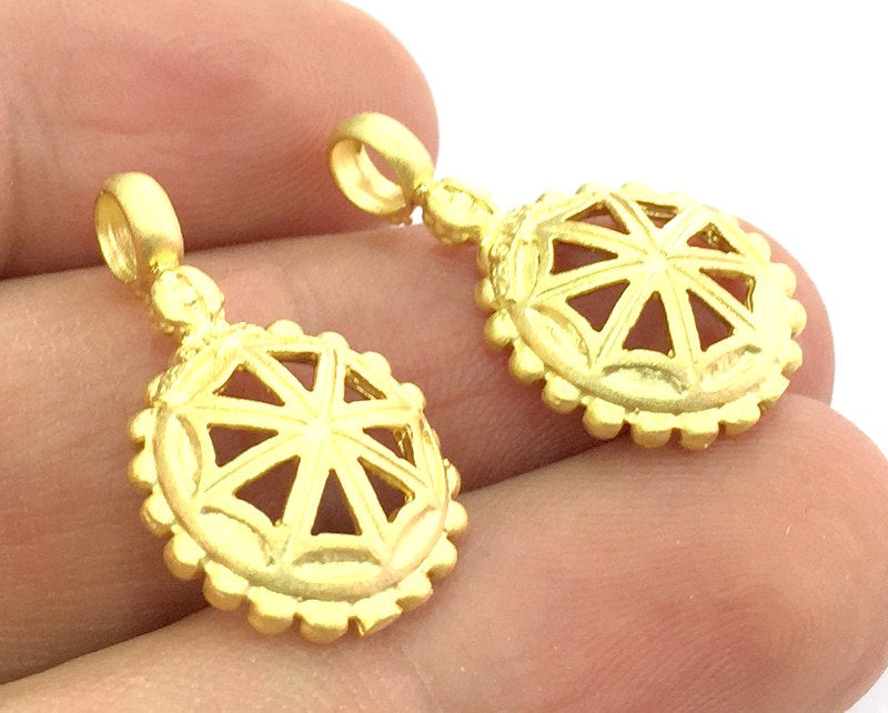 2 Gold Charms Gold Plated Brass Charms 2 Pcs (25x16mm)   G5115