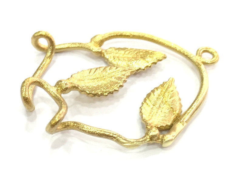 Raw Brass Leaf Charms 41x37 mm G5118