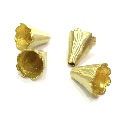 4 Raw Brass Cones  Findings 13x10mm 4 Pcs  G5136