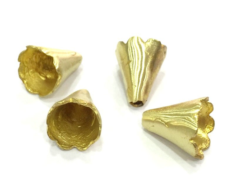 4 Raw Brass Cones  Findings 13x10mm 4 Pcs  G5136