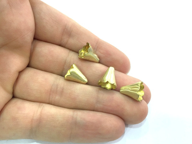 4 Raw Brass Cones  Findings 13x10mm 4 Pcs  G5136