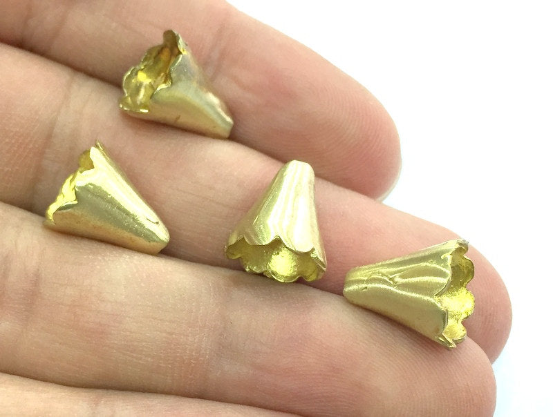 4 Raw Brass Cones  Findings 13x10mm 4 Pcs  G5136